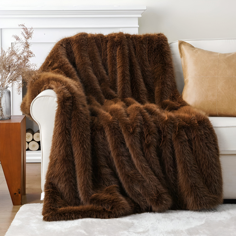 Luxuriöse Kunstfell Wurfdecke - Weiche, Plüsch Mink Decke für Bett und Sofa
