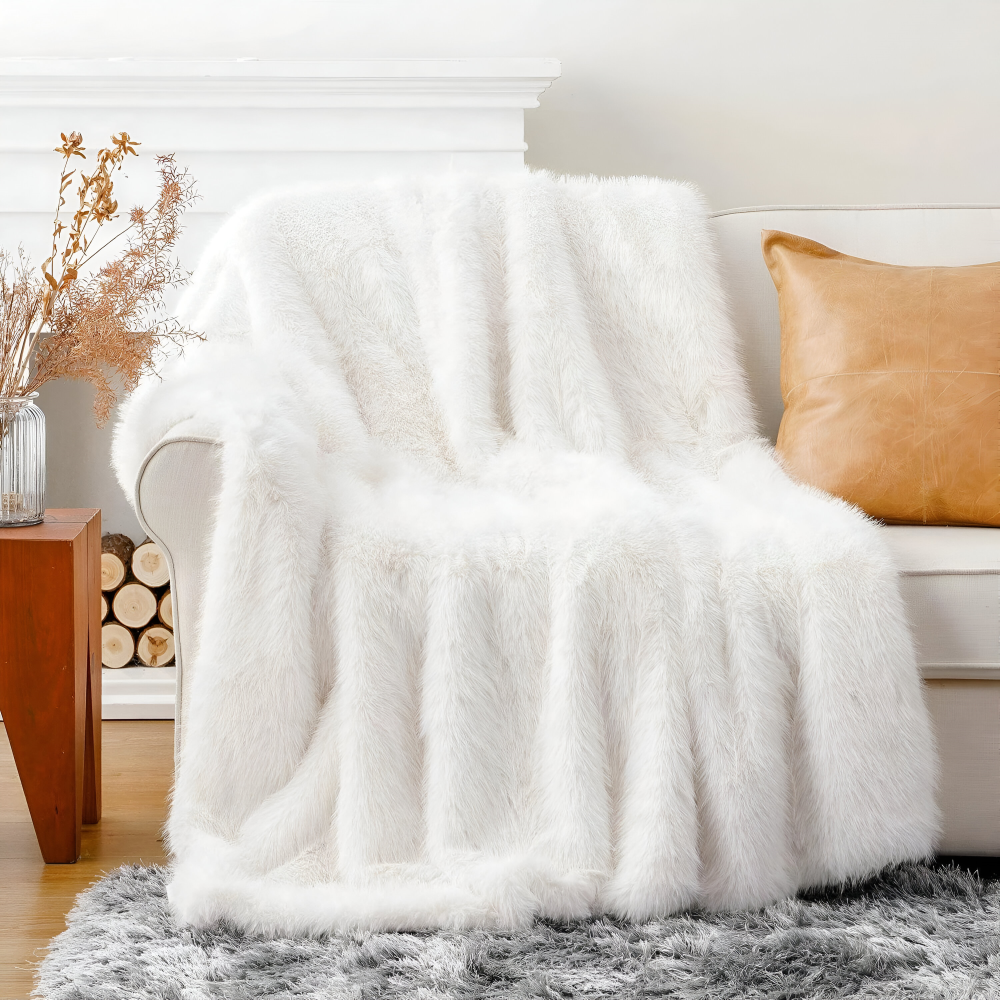 Luxuriöse Kunstfell Wurfdecke - Weiche, Plüsch Mink Decke für Bett und Sofa
