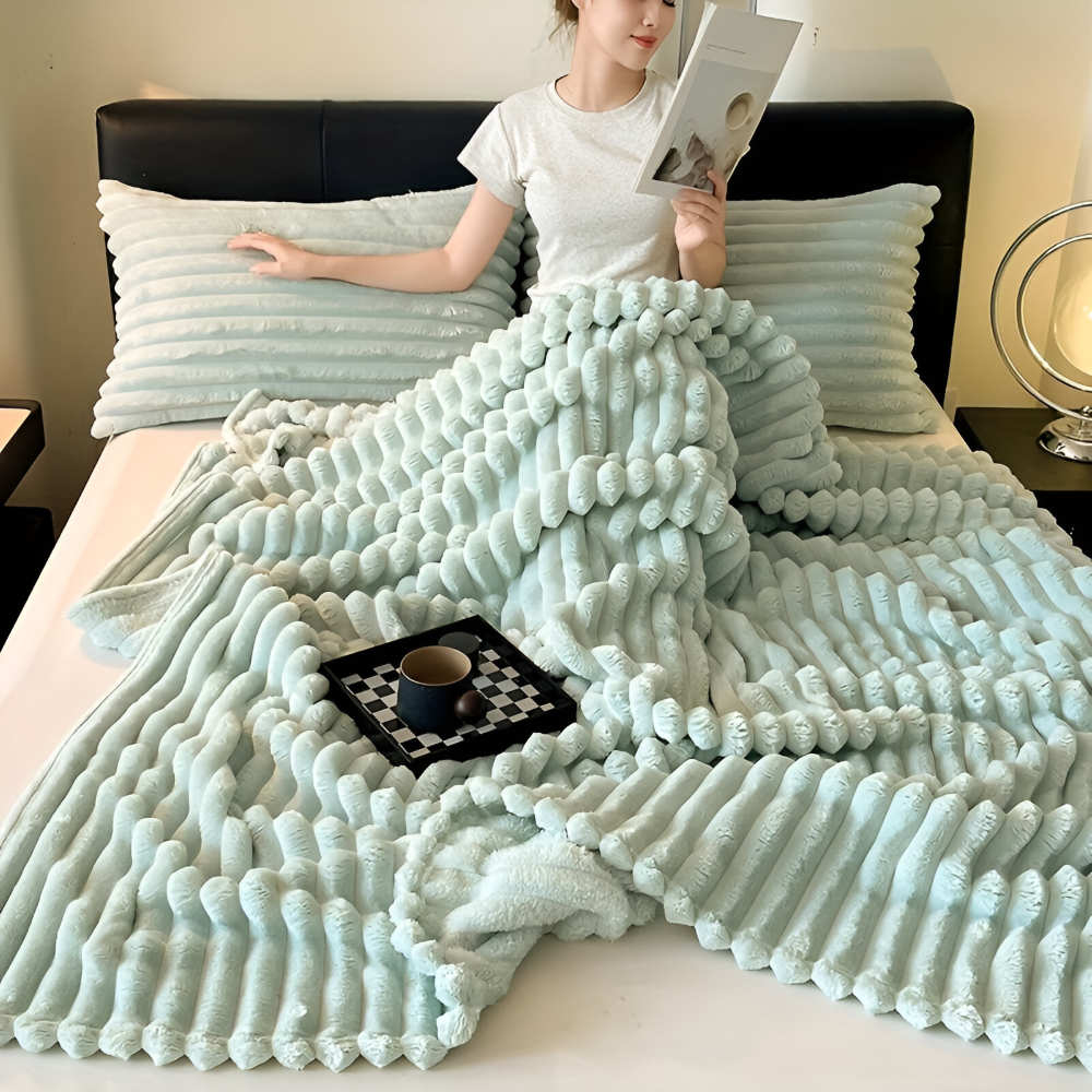 Ultra-weiche Fleece Kusheldecke mit Elastischen Streifen - Vielseitige Decke für Wohnzimmer, Schlafzimmer und Reisen