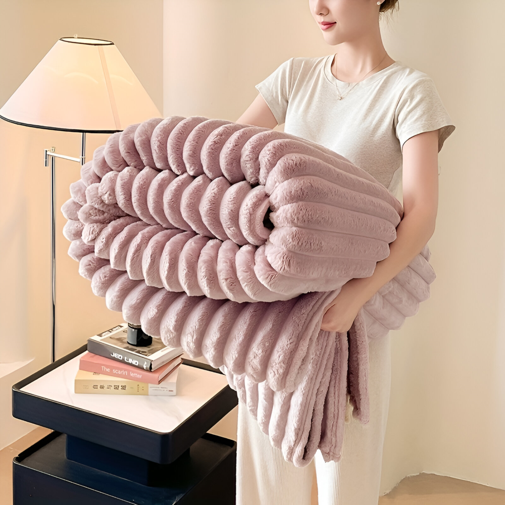 Ultra-weiche Fleece Kusheldecke mit Elastischen Streifen - Vielseitige Decke für Wohnzimmer, Schlafzimmer und Reisen
