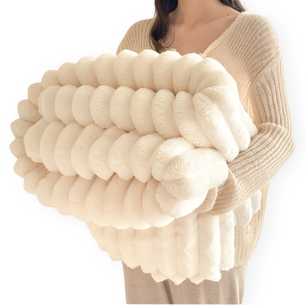 Ultra-weiche Fleece Kusheldecke mit Elastischen Streifen - Vielseitige Decke für Wohnzimmer, Schlafzimmer und Reisen