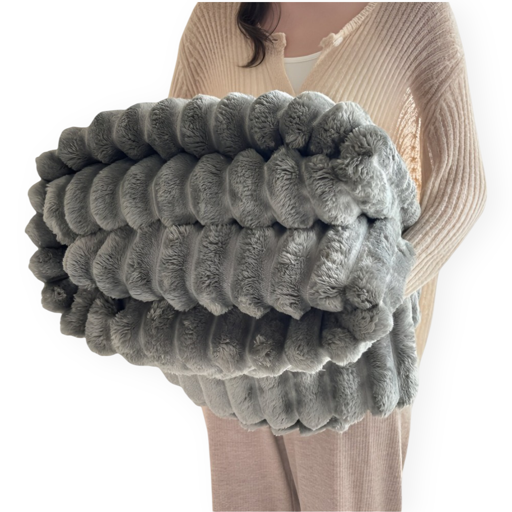 Ultra-weiche Fleece Kusheldecke mit Elastischen Streifen - Vielseitige Decke für Wohnzimmer, Schlafzimmer und Reisen