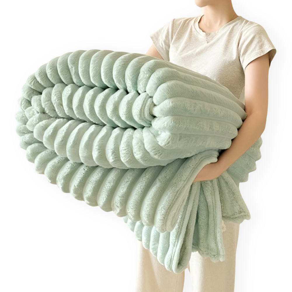 Ultra-weiche Fleece Kusheldecke mit Elastischen Streifen - Vielseitige Decke für Wohnzimmer, Schlafzimmer und Reisen