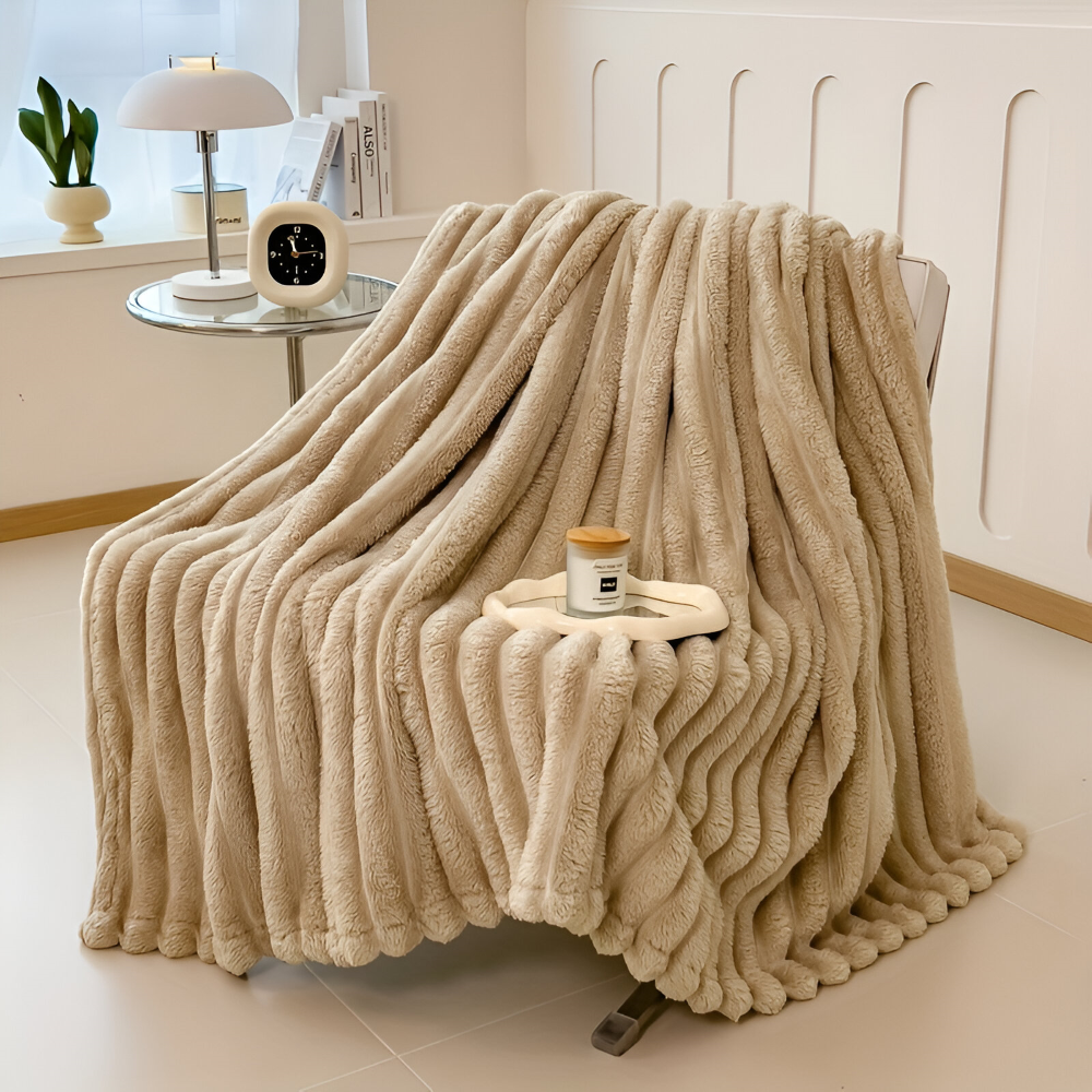 Ultra-weiche Fleece Kusheldecke mit Elastischen Streifen - Vielseitige Decke für Wohnzimmer, Schlafzimmer und Reisen